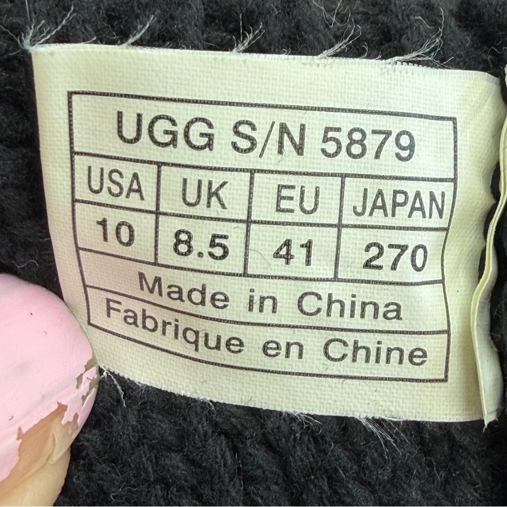 UGG Australia 'Classic Argyle' Black Textured Sweater Knit Boot Size 10